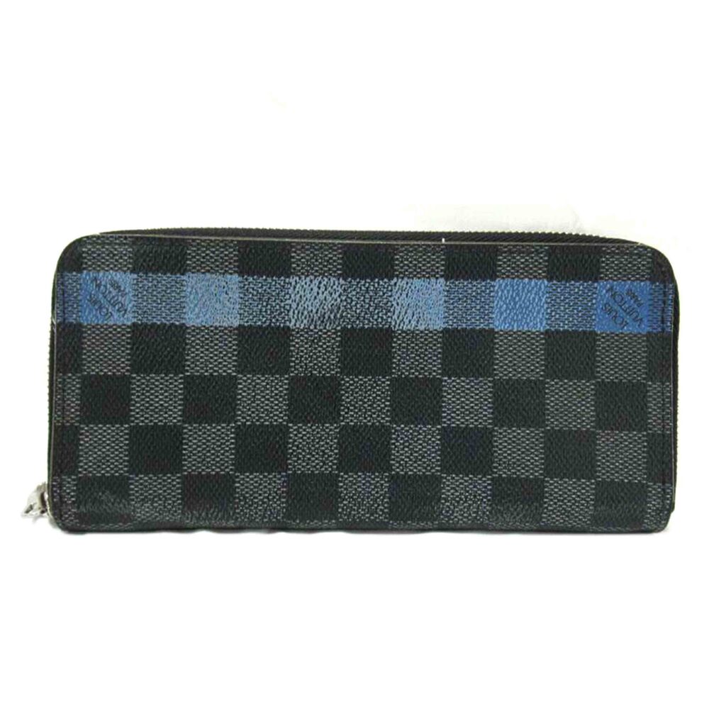 Louis Vuitton Zippy Wallet Vertical Damier Stripe Canvas Leather Graphite Black